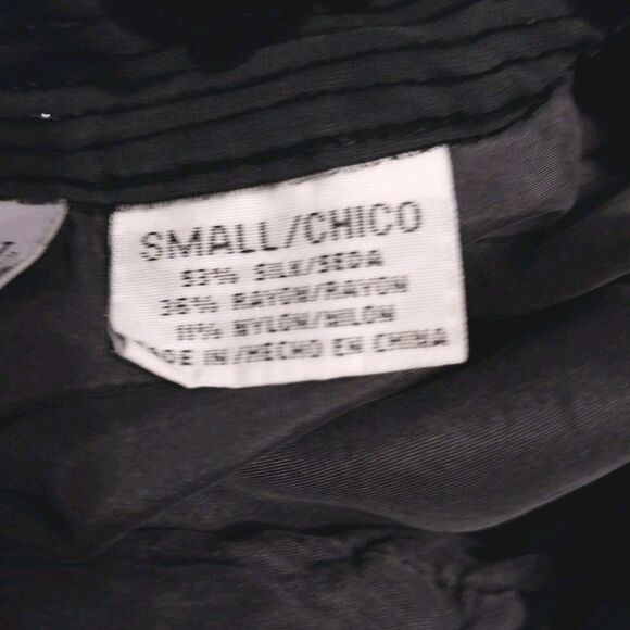 Jaclyn Smith Top S Black Floral Silk Blend Semi-sheer Sparkle Boho Whimsigoth - Picture 7 of 8